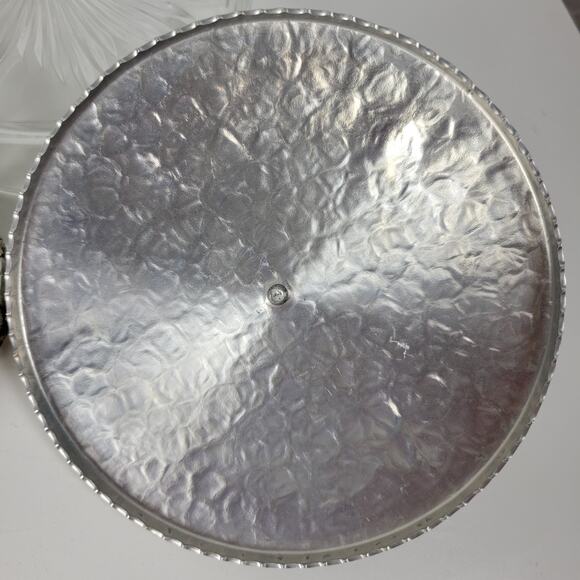Vintage Rodney Kent Divided Glass Dish Hand Wrought Aluminum Floral Tulip Cover - Picture 2 of 16